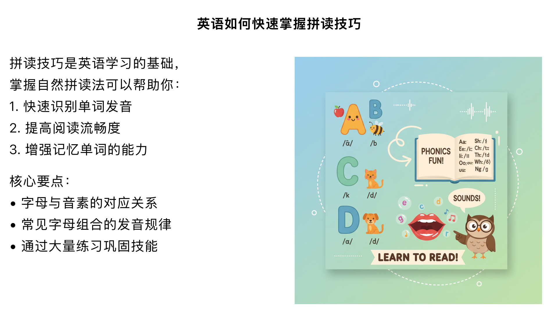 英语如何快速掌握拼读技巧
